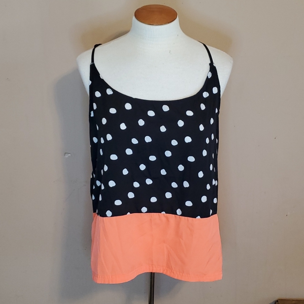 Hurley black, white, & orange polka dot tanktop Lg